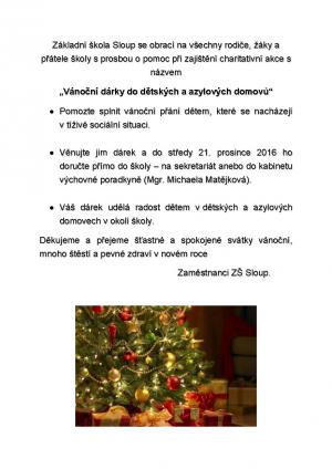 Charitativní akce „Vánoční dárky do dětských a azylových domovů“
